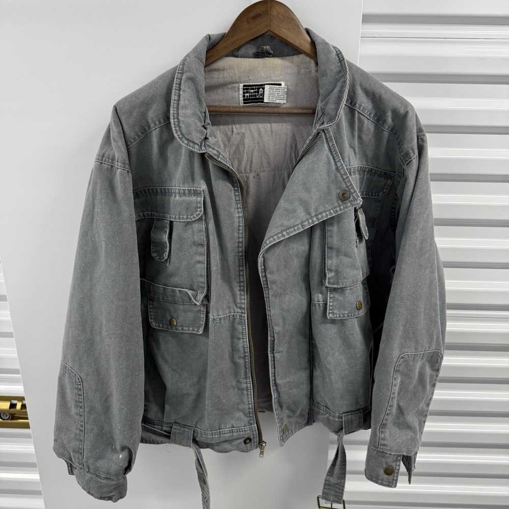 Vintage White Oak Gray Military Field Utility‎ Jacket Distressed Mens M USA